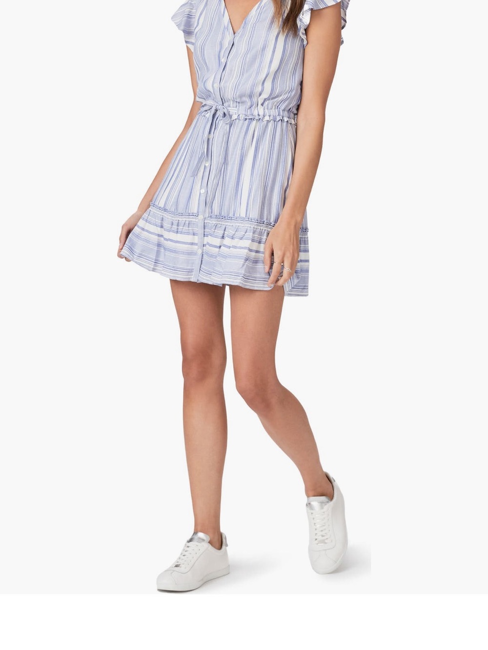 PAIGE Blue & White Striped Sleeveless Mini Dress